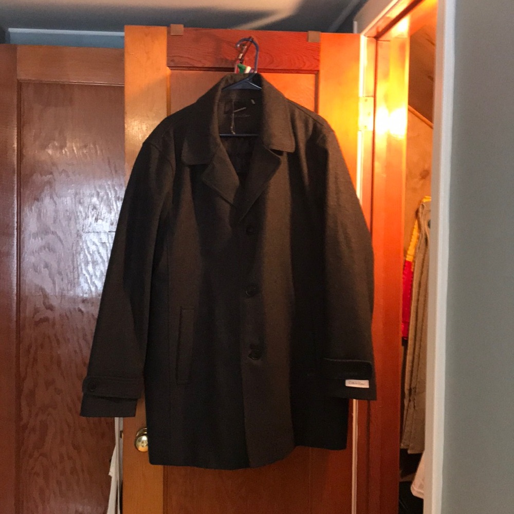 Grey pea coat Calvin Klein L